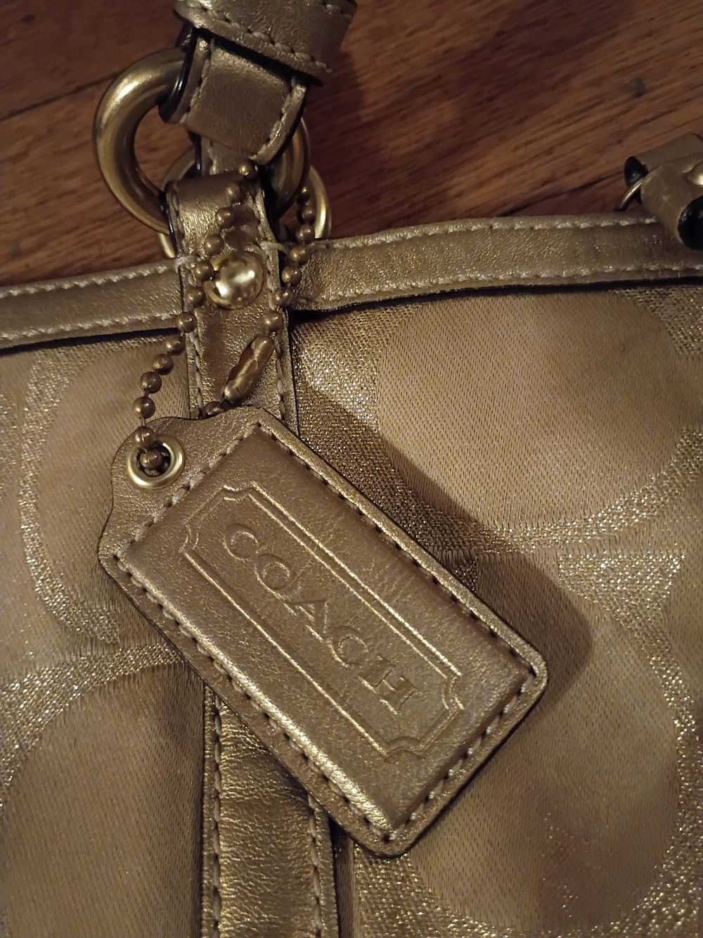 sparkly gold studded sparkly logo coach tote bag y2k - Picture 5 of 16